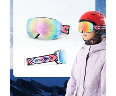 Rockbros SP284 Kids Ski Goggles Anti-Fog with UV Filter Gray Lens with Rožinė Mirror - Baltas