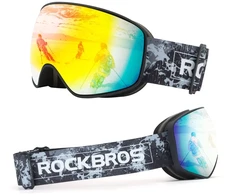 Rockbros SP284 Kids Ski Goggles Anti-Fog with UV Filter Gray Lens with Raudona Mirror - Juodas