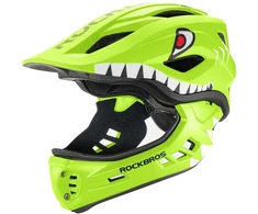 Rockbros TT-32003 „Shark“ vaikiškas dviračio šalmas su nuimamu žiočių rinkiniu, S dydis (48-52) - Žalias