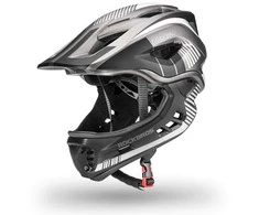 Rockbros TT-32SBTG-S children’s bicycle helmet with removable chinbar, dydis S – pilkos spalvos