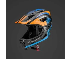 Rockbros TT-32SOBL-S children's bicycle helmet with removable chinbar, dydis S – juodas and oranžinis