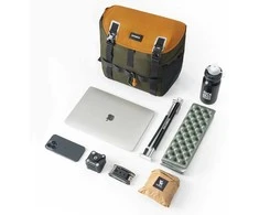 Rockbros W019 Handlebar Bike Bag 13.5-24L - Žalias-Oranžinis