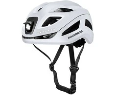 Rockbros ZK-077 dviračio šalmas su integruotu daugiakrypčiu apšvietimu 57-61 cm - Baltas