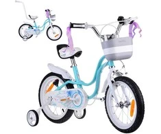 RoyalBaby žavus dviratis 14" Little Swan juostelės krepšelio šoniniai ratai RB14-18