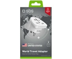 SBS US Travel Adapteris - Universal - Baltas