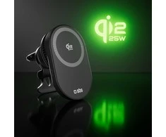 SBS magnetinis laikiklis su Qi2.2 25W belaidžiu įkrovikliu ir aktyviu aušinimu - Juodas