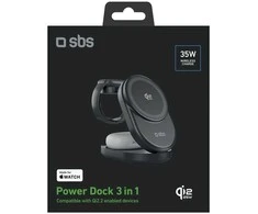 SBS Qi2.2 25W Inductive 3-in-1 Foldable Charging Station with MFI Certificate - Juodas