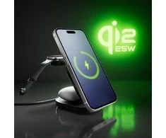 SBS Qi2.2 25W Inductive 3-in-1 Foldable Charging Station with MFI Certificate - Juodas