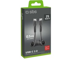 SBS TECABLETYPCCSK USB-C spiral cable - USB-C 0.5m - juodas