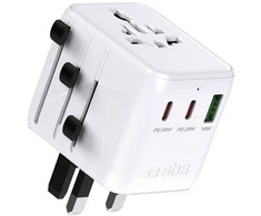 SBS Travel Adapteris 2xUSB-C 1xUSB-A Universal - Baltas