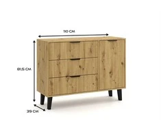 Top E Shop SCANDI 1D3S SLIM OAK ARTISAN CHEST OF DRAWERS