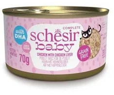 SCHESIR Baby vištiena su kepenėlėmis sultinyje - šlapias kačiukų maistas - 70 g