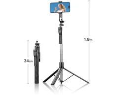 Selfie stick Orico SPM190 tripod 1/4" for phone camera with 360 degree rotation Bluetooth 5.2 - juodas
