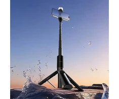Selfių lazdos trikojis su nuotolinio valdymo pultu + LED šviesa Hoco K34 juodas