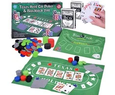 Jokomisiada Kortų žaidimo „2in1“ pokerio ir „BlackJack“ žetonų rinkinys + kortos + lenta GR0706