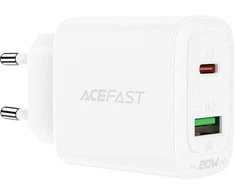 Įkroviklis jungiama į tinklą Acefast A25, USB + USB-C, PD 20W (balta)