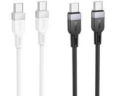 Silicone Cable USB C to USB C Hoco 3A 60W 1 m X109 juodas