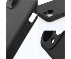 Oem silikoninis dėklas, skirtas „iPhone 17 PRO“ telefonui, suderinamas su „MagSafe“ (didelė skylė), juodas