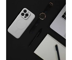 OEM dėklas, skirtas „iPhone 15 PRO MAX“ silikoniniam „MagSafe“ dėklui (kameros apsauga), titano pilkos spalvos