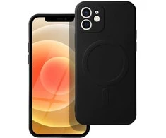 OEM dėklas, skirtas „iPhone 12“ silikoniniam „Mag“ dėklui, suderinamas su „MagSafe“ (fotoaparato apsauga), juodas
