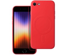 Oem Originalus „iPhone 7 / 8 / SE 2020 / SE 2022“ silikoninis dėklas, suderinamas su „MagSafe“ (fotoaparato apsauga), raudonas