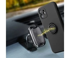 Forcell OEM dėklas iPhone 16 silikoniniam žiedui, juodas