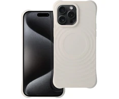 Oem dėklas, skirtas iPhone 15 PRO, silikoninis Zephyr Mag Cover, suderinamas su MagSafe, baltas