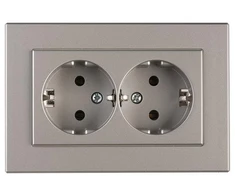 Kištukinis lizdas 2 vietų be įžeminimo RP16-020 XP500 metallic Vilma