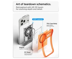 Dėklas SPIGEN case ULTRA HYBRID compatible with MagSafe for IPHONE 17 Pro/18 Pro c-one tangerine
