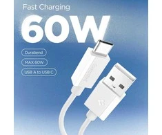 Spigen „Essential“ USB A–USB C 60 W laidas, baltas EB6010AC