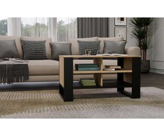 Top E Shop MODERN 4P ARTISAN COFFEE TABLE WITH Juodos KOJOS