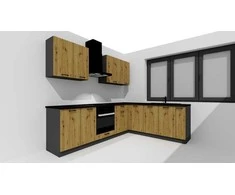 STOLKAR Cosmo Design ANIKA kitchen furniture set, artisan oak/graphite 2.0/2.6