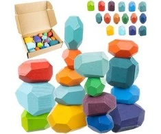 Kruzzel Stones/wooden blocks - 16pcs 22475