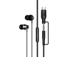 su laidu ausinės su mikrofonu Jack 3,5 mm/ USB C Hoco M119A juodas