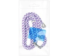 Dėklas OEM SWING (6mm) telefono virvelė, reguliuojamo ilgio telefono pakabukas / laido ilgis 165cm (maks. 82,5cm kilpoje) / ant peties arba kaklo - baltas - violetinė