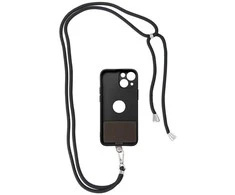 Dėklas OEM SWING (6 mm) telefono virvelė, reguliuojamo ilgio telefono pakabukas / laido ilgis 165 cm (maks. 82,5 cm kilpoje) / ant peties arba kaklo - juodas