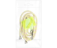 Dėklas OEM SWING (6 mm) telefono virvelė, reguliuojamo ilgio telefono pakabukas / laido ilgis 165 cm (maks. 82,5 cm kilpoje) / ant peties arba kaklo - pilka-geltona