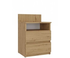 Top E Shop Naktinis Staliukas - Topeshop M1 Su 2 Stalčiais, Ąžuolas
