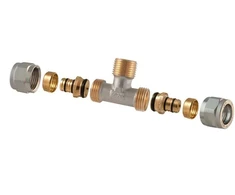 Tdm_Brass Išardom. užveržiamas trišakis, 18 mm x 3/4", išor. sriegis