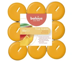 Žvakė, aromatinė Bolsius Mango, 4 h, 18 vnt., Oranžinė
