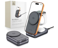 Tech-Protect A53 3IN1 MAGNETINIS MagSafe BELAIDIS ĮKROVIKLIS 25W QI2.2 TAMSIAI PILKAS