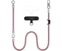 Tech-Protect C10S Crossbody Phone Lanyard (114 cm) + Wrist Strap (31 cm) - Rožinė Titanium