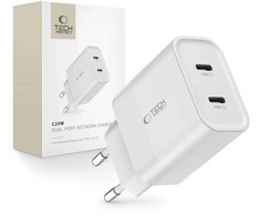 Tech-Protect C20W įkroviklis 2x USB-C PD 20W - baltas