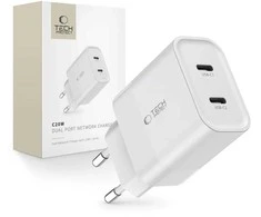 Tech-Protect C20W įkroviklis 2x USB-C PD 20W - baltas