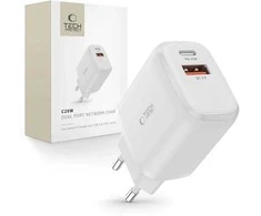 Tech-Protect C20W įkroviklis USB-C PD 20W / USB-A QC 3.0 – baltas