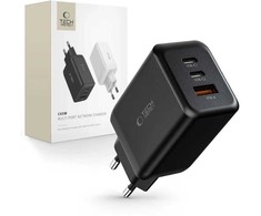Tech-Protect C65W įkroviklis 2x USB-C PD 65W / USB-A QC 3.0 - juodas