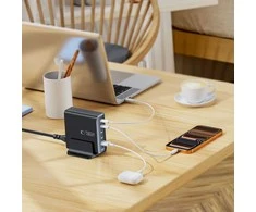 Tech-Protect DC160W-GAN 6-Port stalinis įkroviklis PD 160W / QC3.0 juodos spalvos