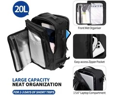 Tech-Protect Defender S50 Backpack for Ryanair &amp; Wizzar, 20L Nešiojamas kompiuteris - Juodas