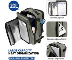 Tech-Protect Defender S50 Backpack for Ryanair &amp; Wizzar, 20L Nešiojamas kompiuteris - Olive