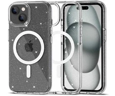 Tech-Protect FlexAir hibridinis MagSafe iPhone 15 dėklas – skaidrus blizgus